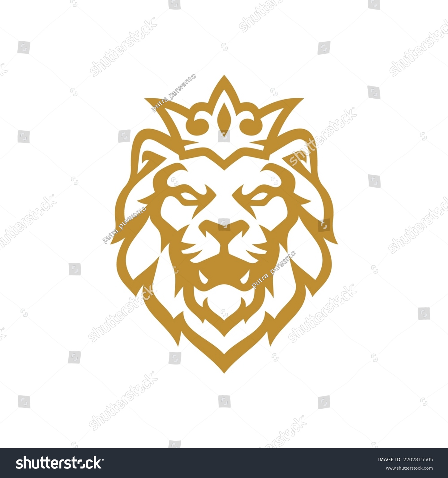 Angry Lion King Line Art Logo Stock Vector (Royalty Free) 2202815505 ...