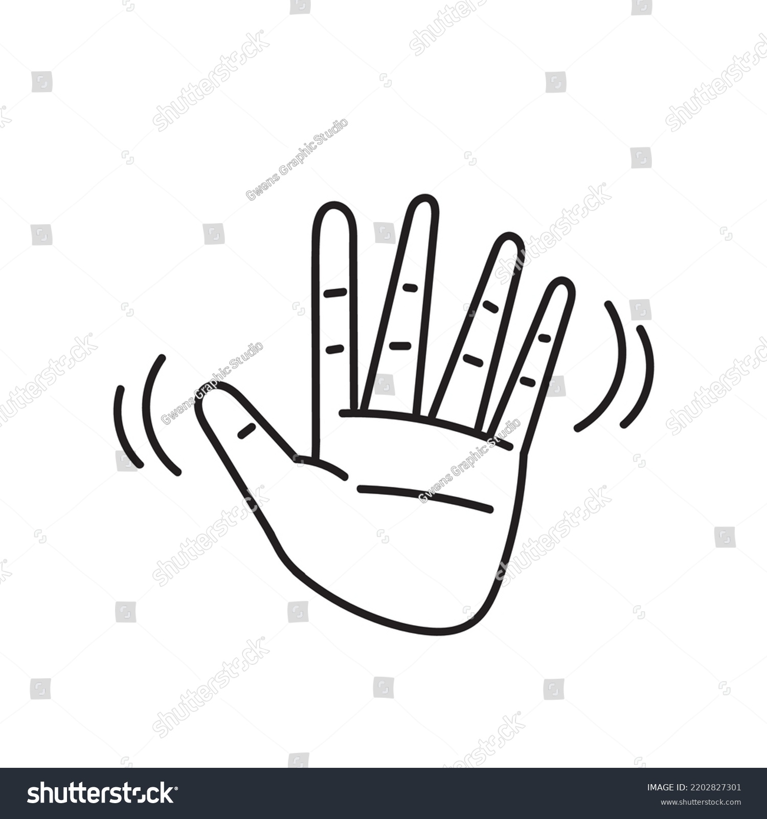 Hand Drawn Doodle Hand Waving Hello Stock Vector (Royalty Free ...