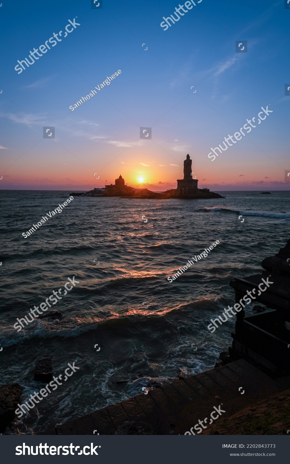 Vivekananda Rock Memorial Thiruvalluvar Statue Near Stock Photo ...