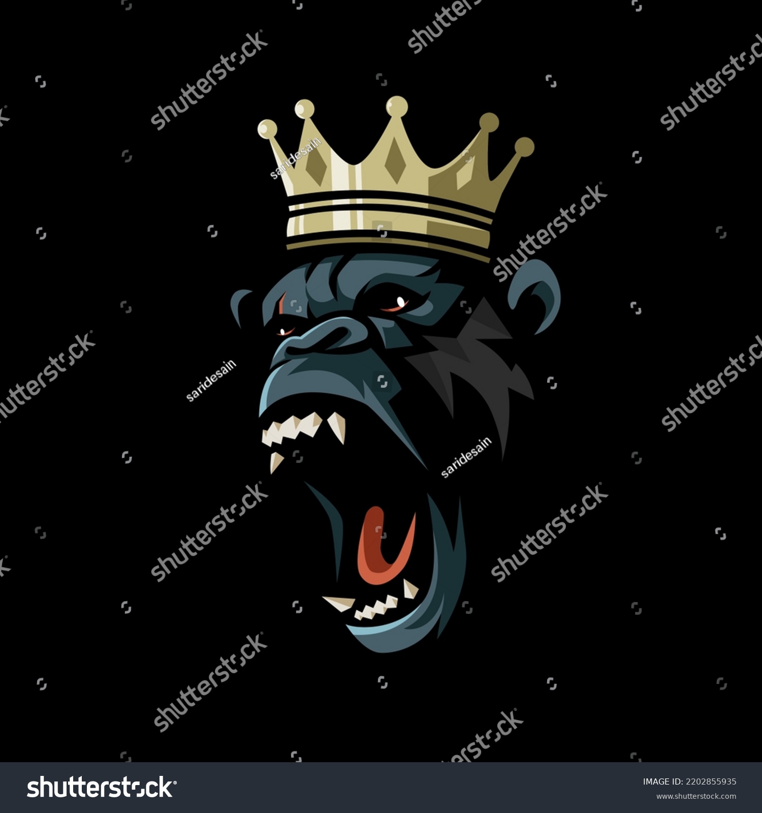 King Gorilla Kong Roaring Mascot Logo Stock Vector (Royalty Free ...