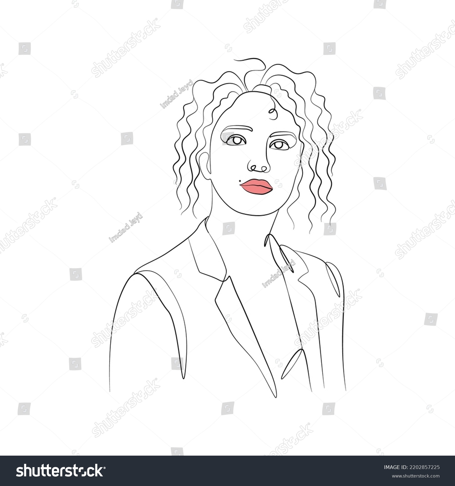 Beauty Woman Face Body Line Art Stock Vector Royalty Free 2202857225 Shutterstock 3460