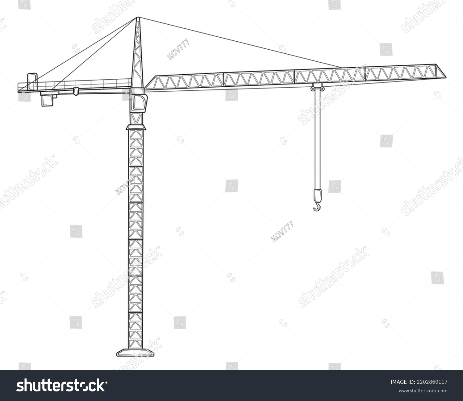 Tower Crane Profile Isolate On White Stock Vector (Royalty Free ...