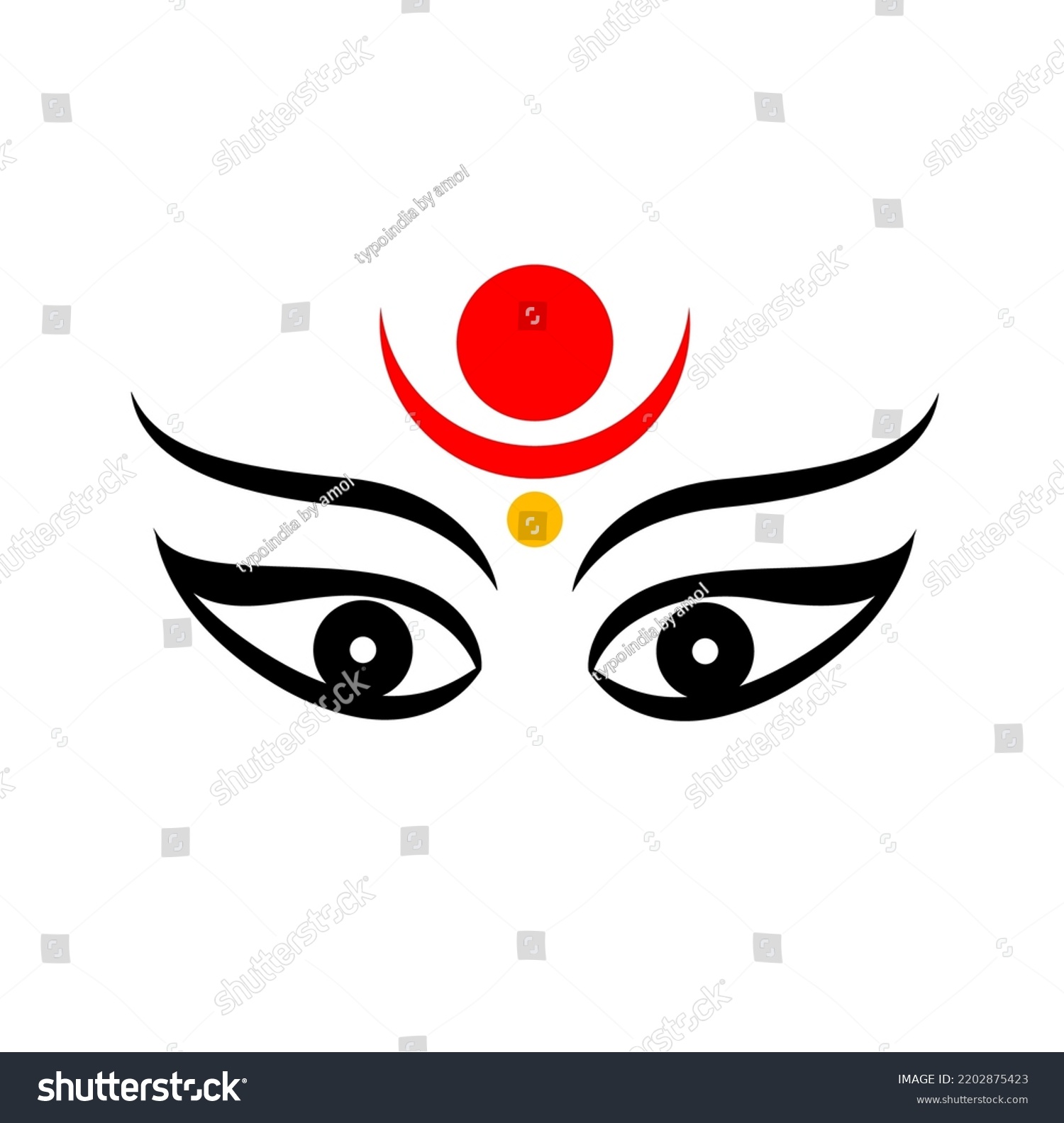 Shakti Face Vector Icon Lord Durga Stock Vector (Royalty Free ...