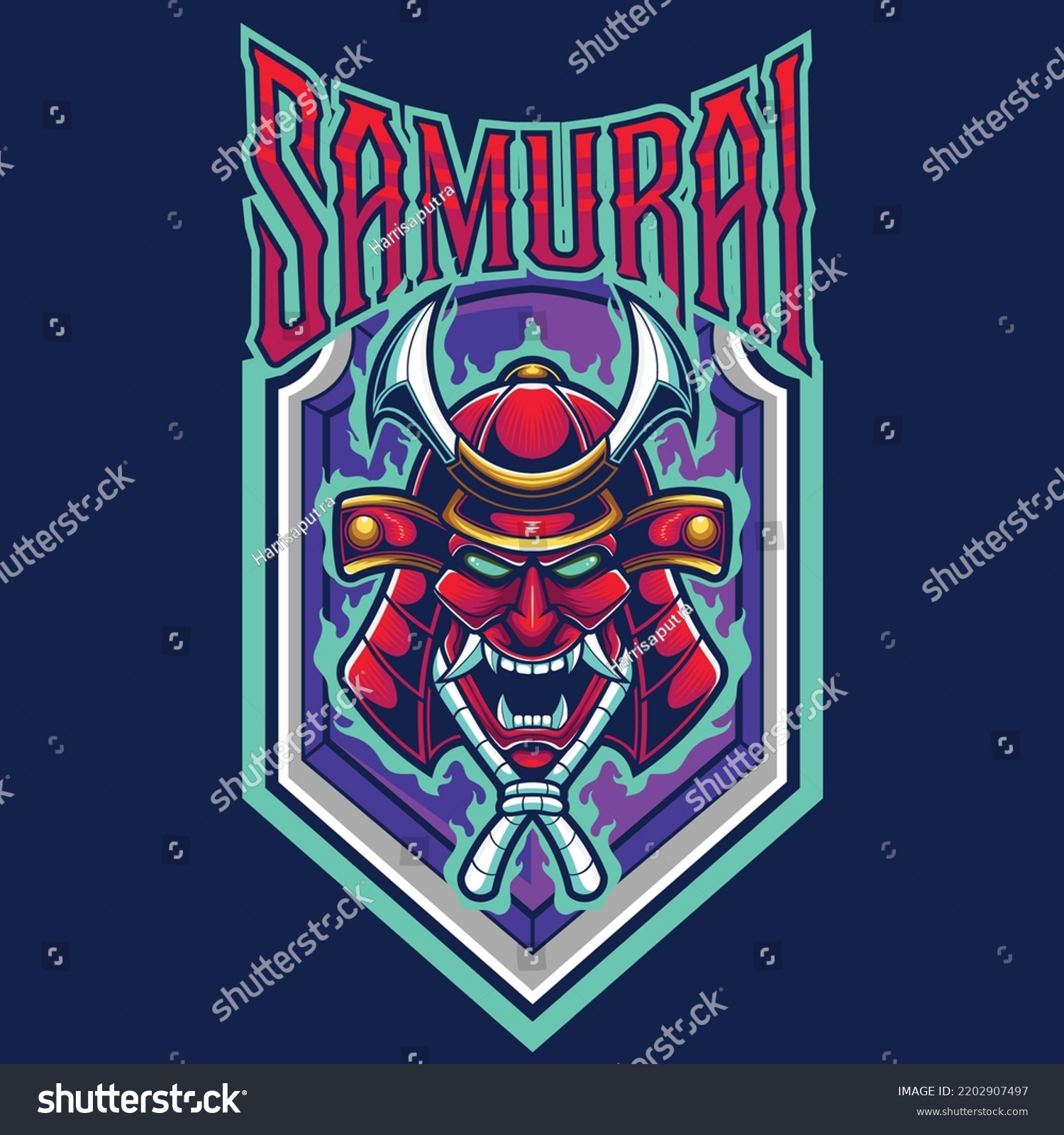 Vector Illustration Samurai Mascot Logo Template Stock Vector (Royalty ...