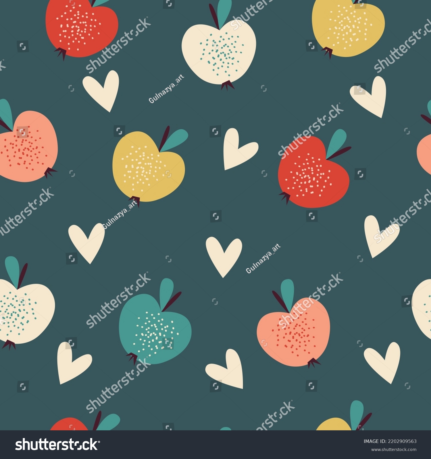 Apple Fruit Seamless Pattern Abstract Repeated Stock Vector Royalty