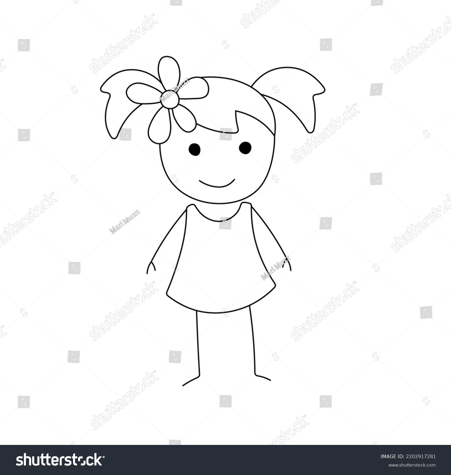 Vector Isolated One Stick Figure Kids Stock Vector (Royalty Free ...