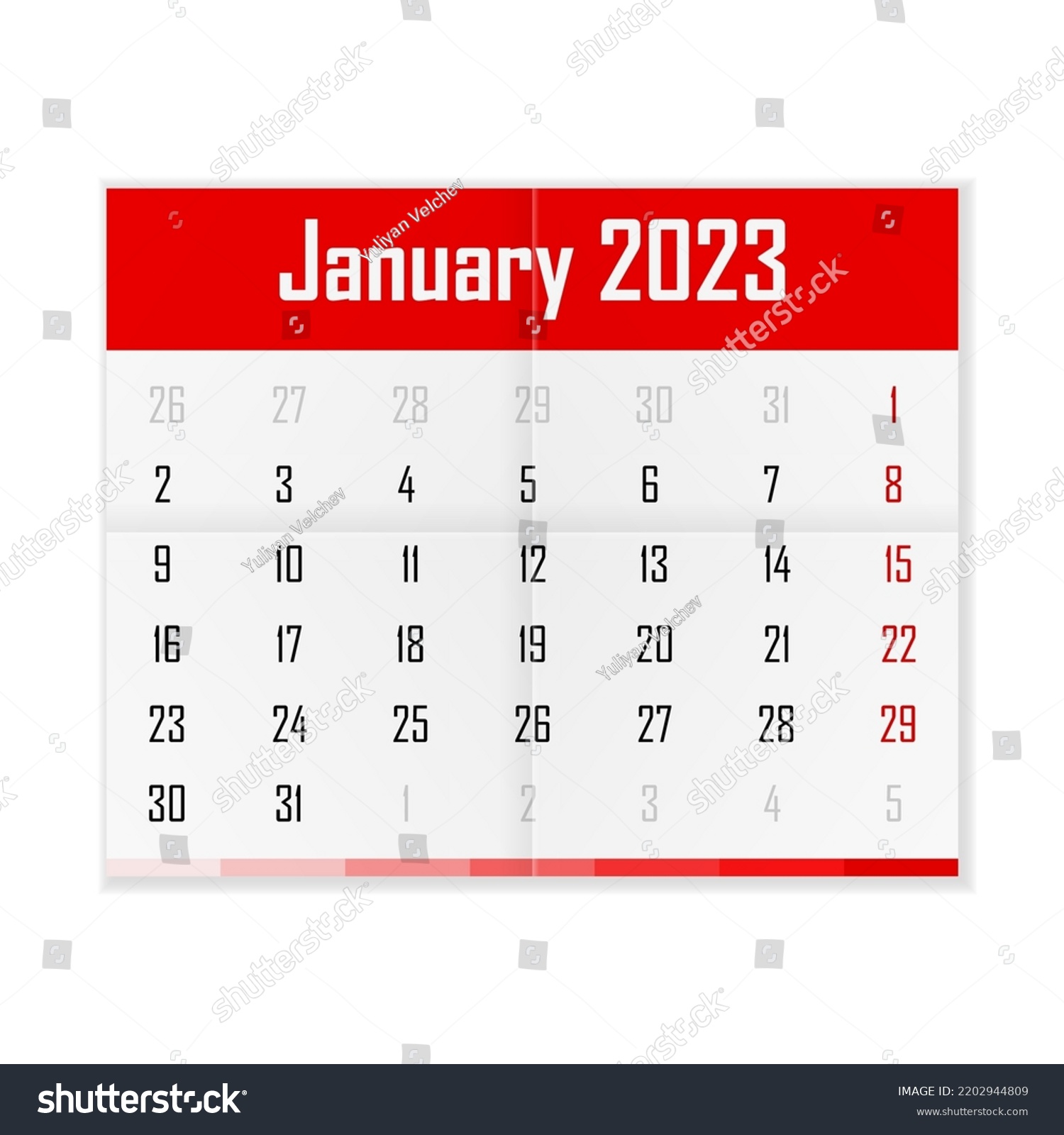 Calendar January 2023 On White Background Stock Vector (Royalty Free ...