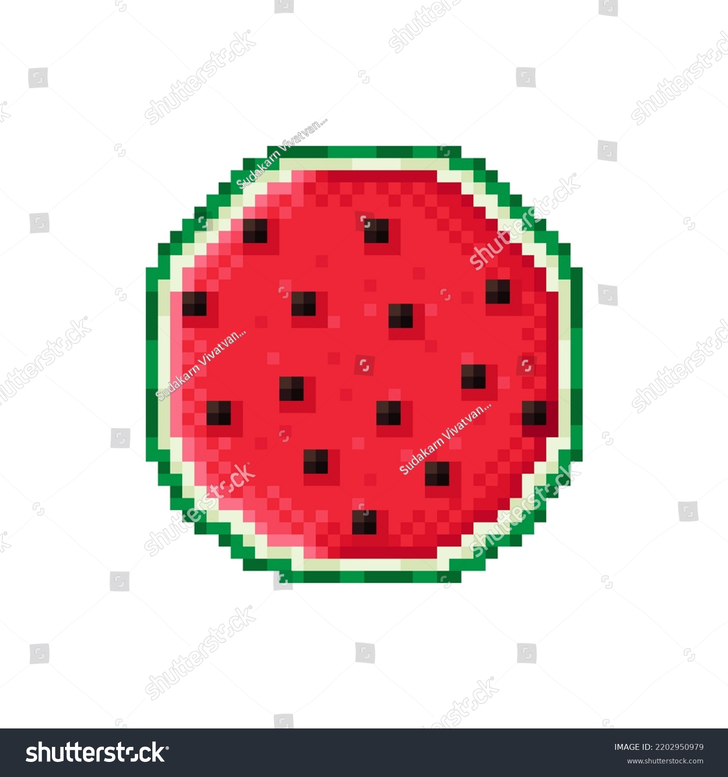 Watermelon Slice Pixel Art Vector Picture Stock Vector (royalty Free 