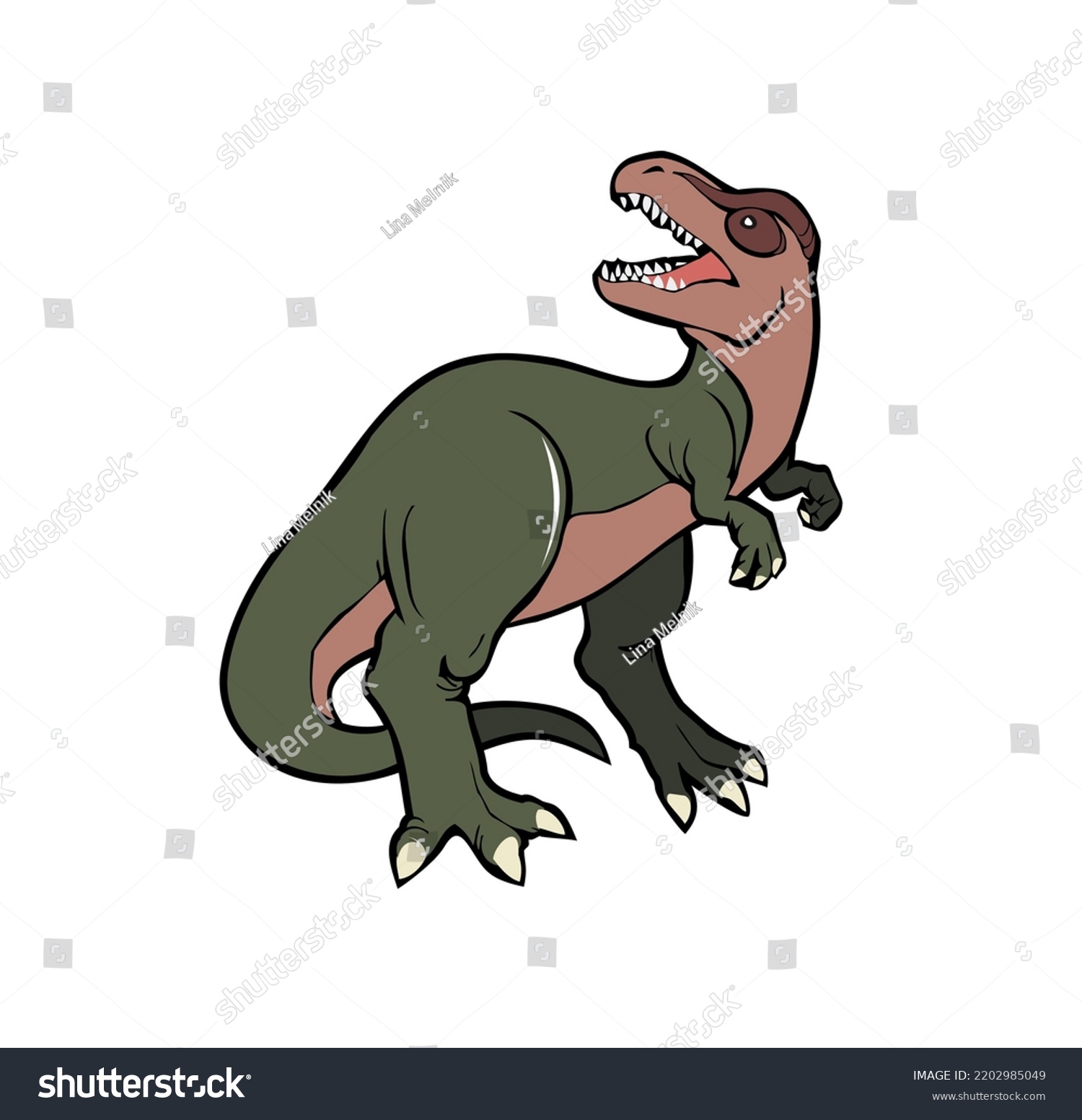 Tyrannosaurus Trex Dinosaur Isolated Wild Roaring Stock Vector (Royalty ...