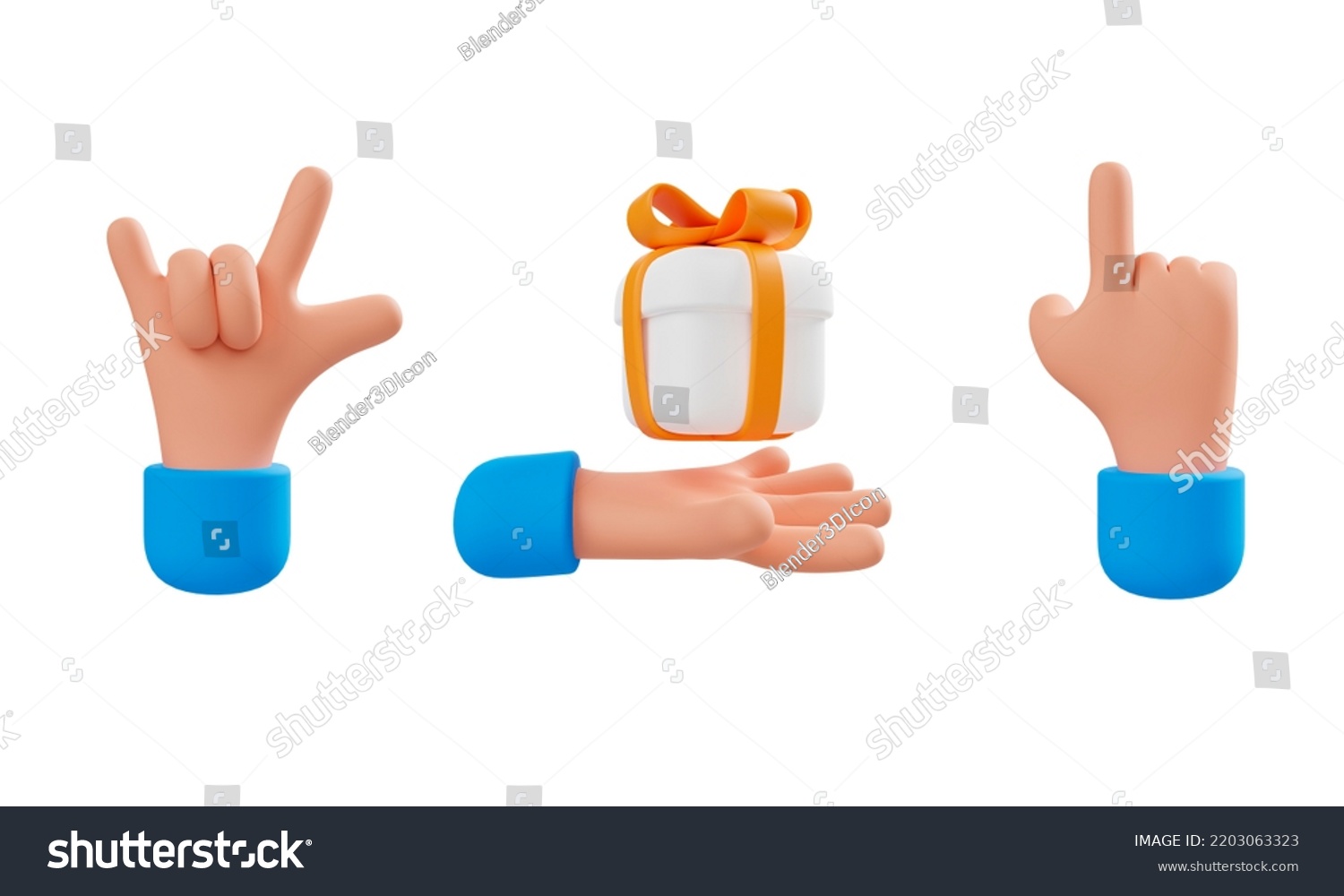 Set Cartoon 3d Hands 3d Cartoon Stock Illustration 2203063323 Shutterstock 4326