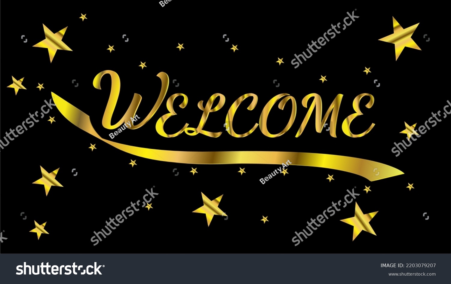 Welcome Background Black Gold Template Design Stock Vector (Royalty