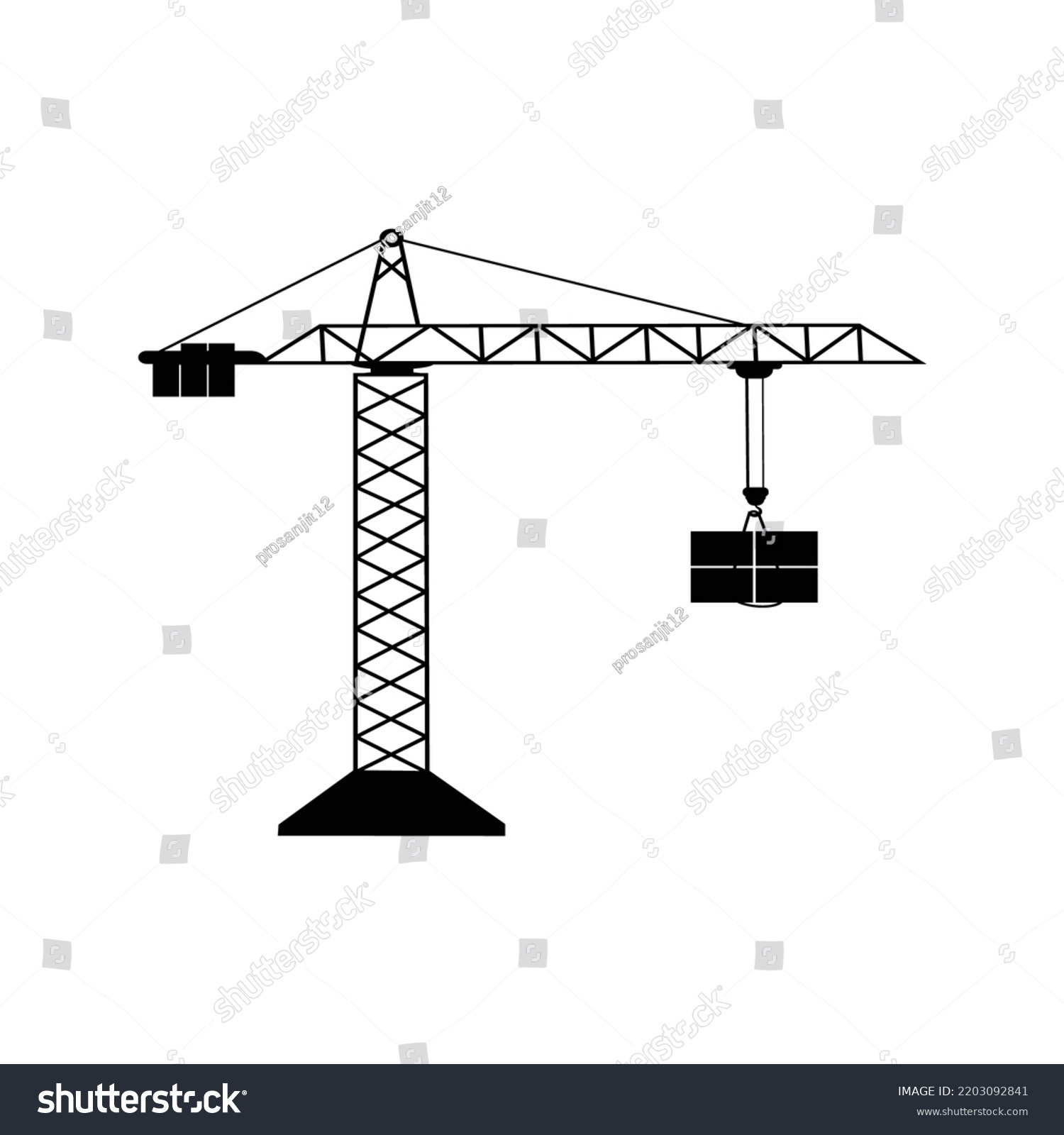 Tower Crane Machine Construction Icon Black Stock Vector (Royalty Free ...