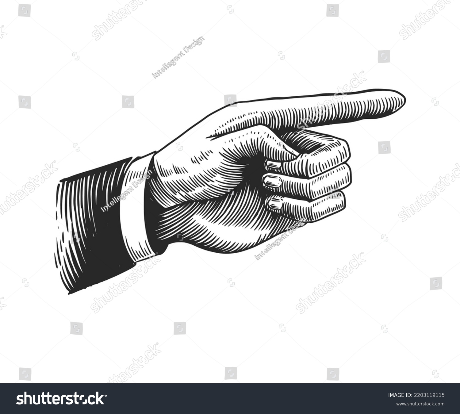 Hand Pointing Finger Engraving Style Vector Stock Vector (Royalty Free ...