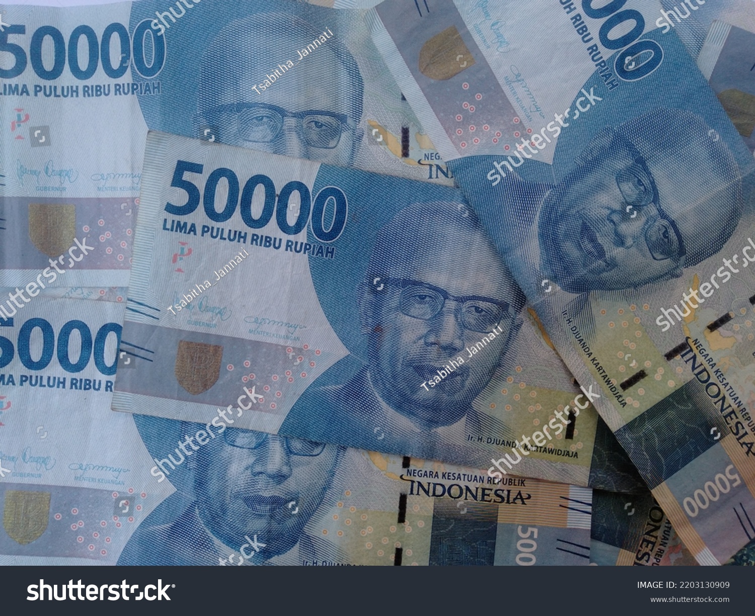 Close Indonesian Currency Banknote 50000 Rupiah Stock Photo 2203130909 ...