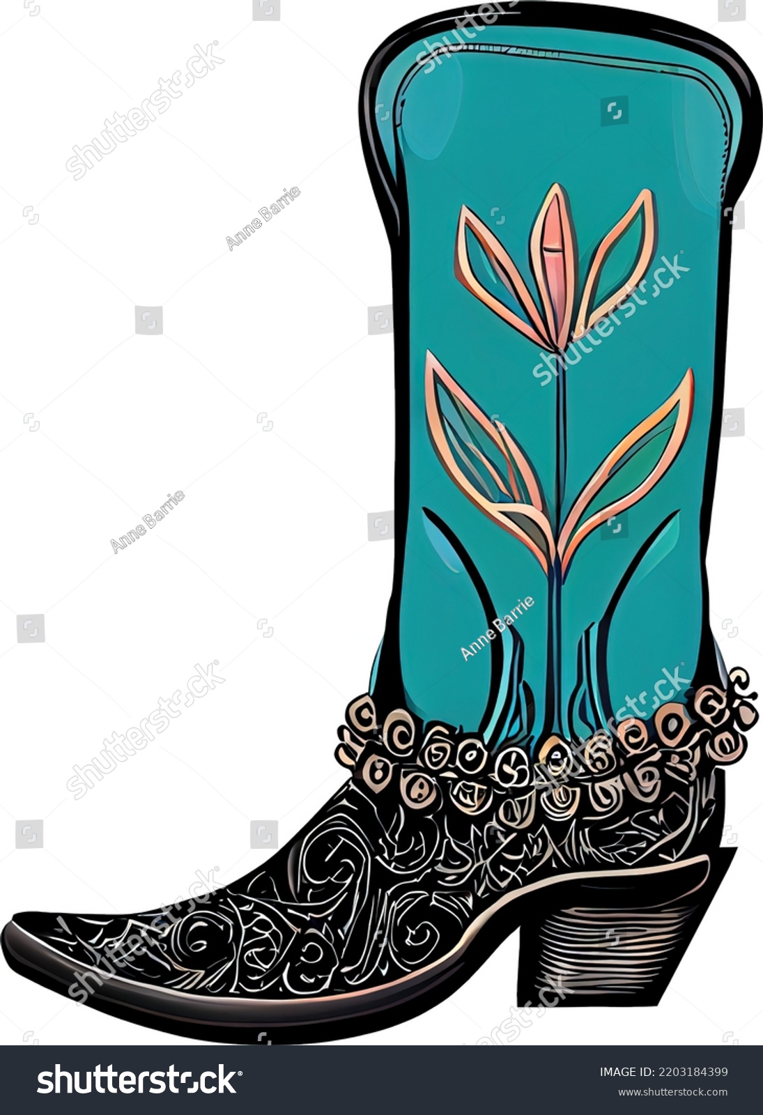 Turquoise Cowboy Boots Turquoise Cowgirl Boots Stock Illustration ...