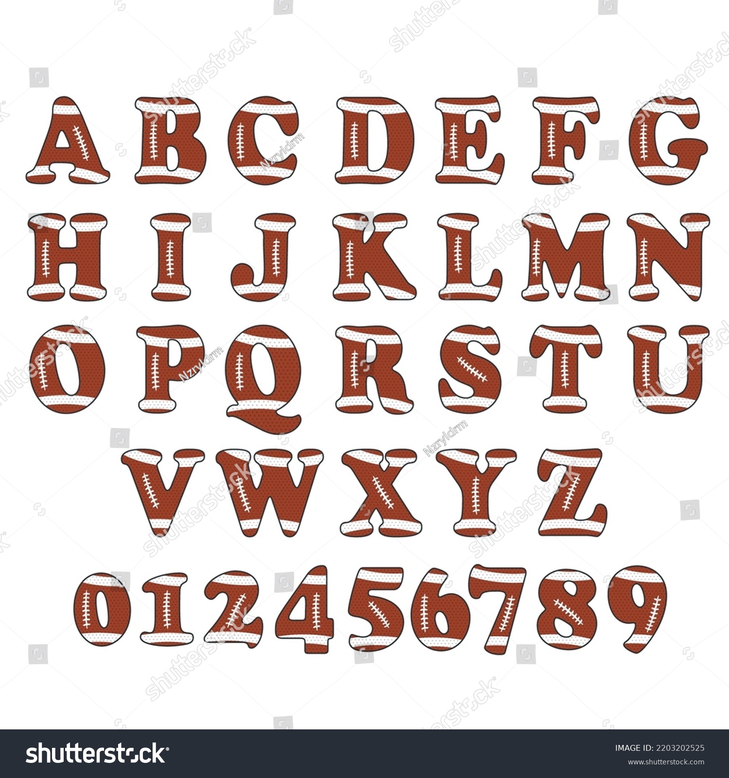 American Football Font Vector Alphabet Vector Stock Vector (Royalty ...