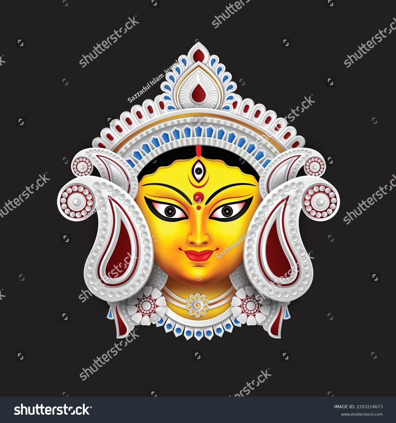 Durga Puja 2023 O Durga Devi Vector De Stock Libre De Regalías 2203214673 Shutterstock 7488