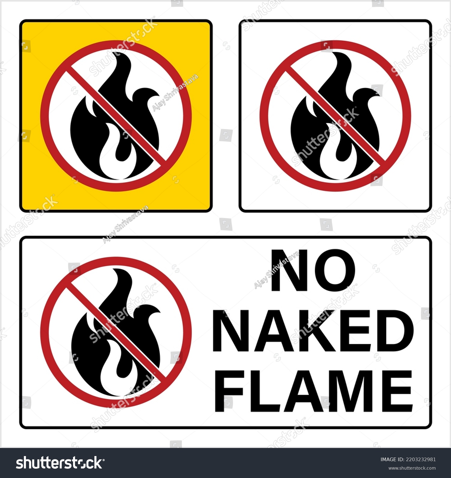 No Naked Flame Sign Fire Flame Stock Vector Royalty Free Shutterstock