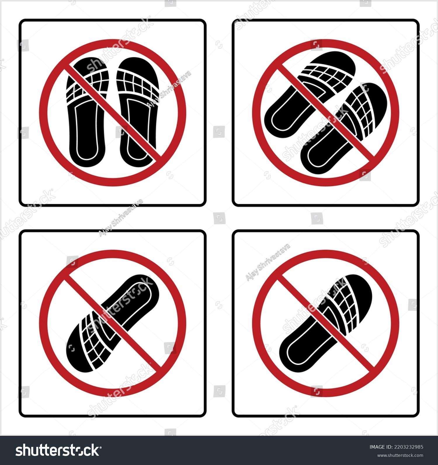 No Slipper Sign Slippers Prohibition Sign Stock Vector (Royalty Free ...