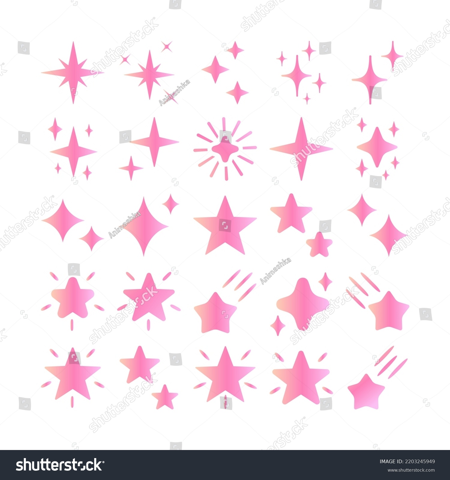 Pink Gradient Shiny Star Vector Set Stock Vector (Royalty Free ...