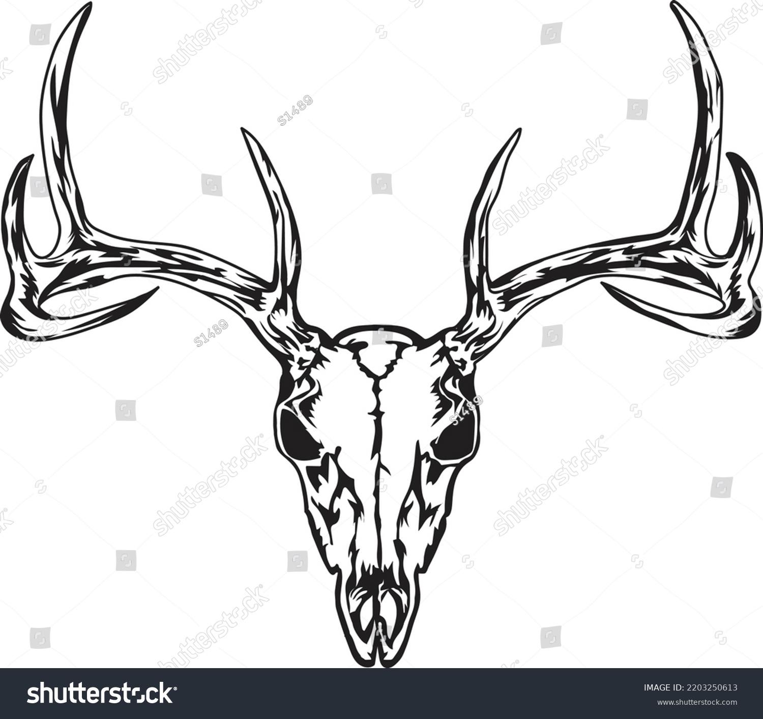 Deer Head Skull White Background Stock Vector (Royalty Free) 2203250613 ...