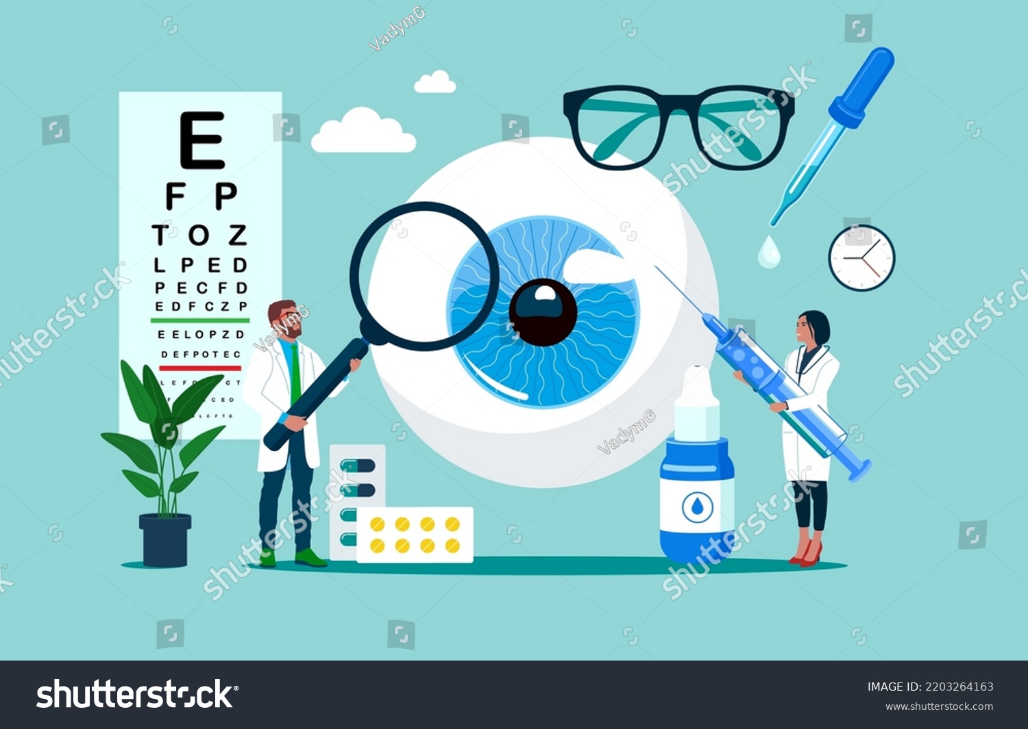 Oculists Checking Patient Vision Doctor Making Stock Vector (Royalty ...