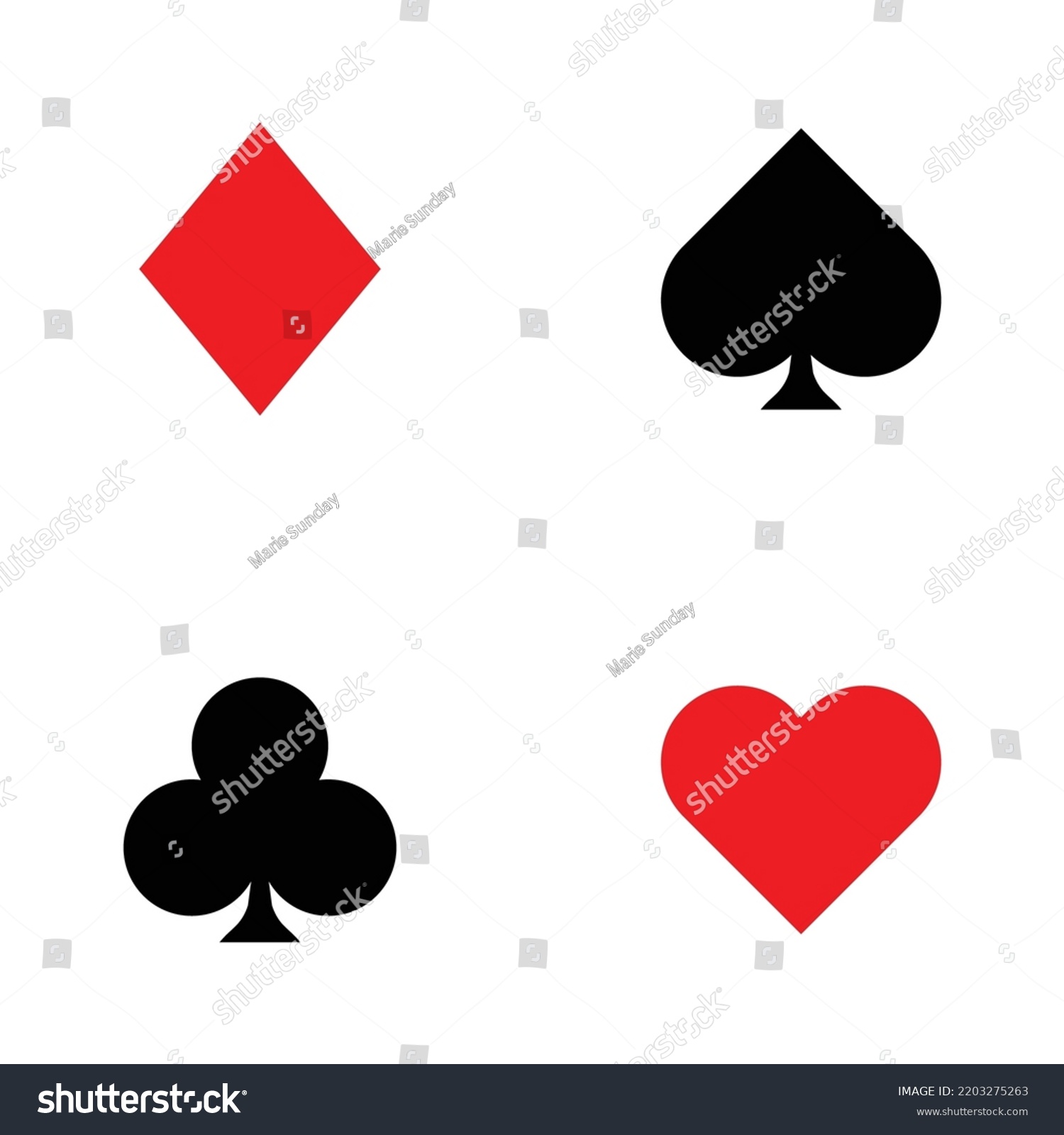 Set Playing Card Suits Isolated On Stock Vector (Royalty Free ...