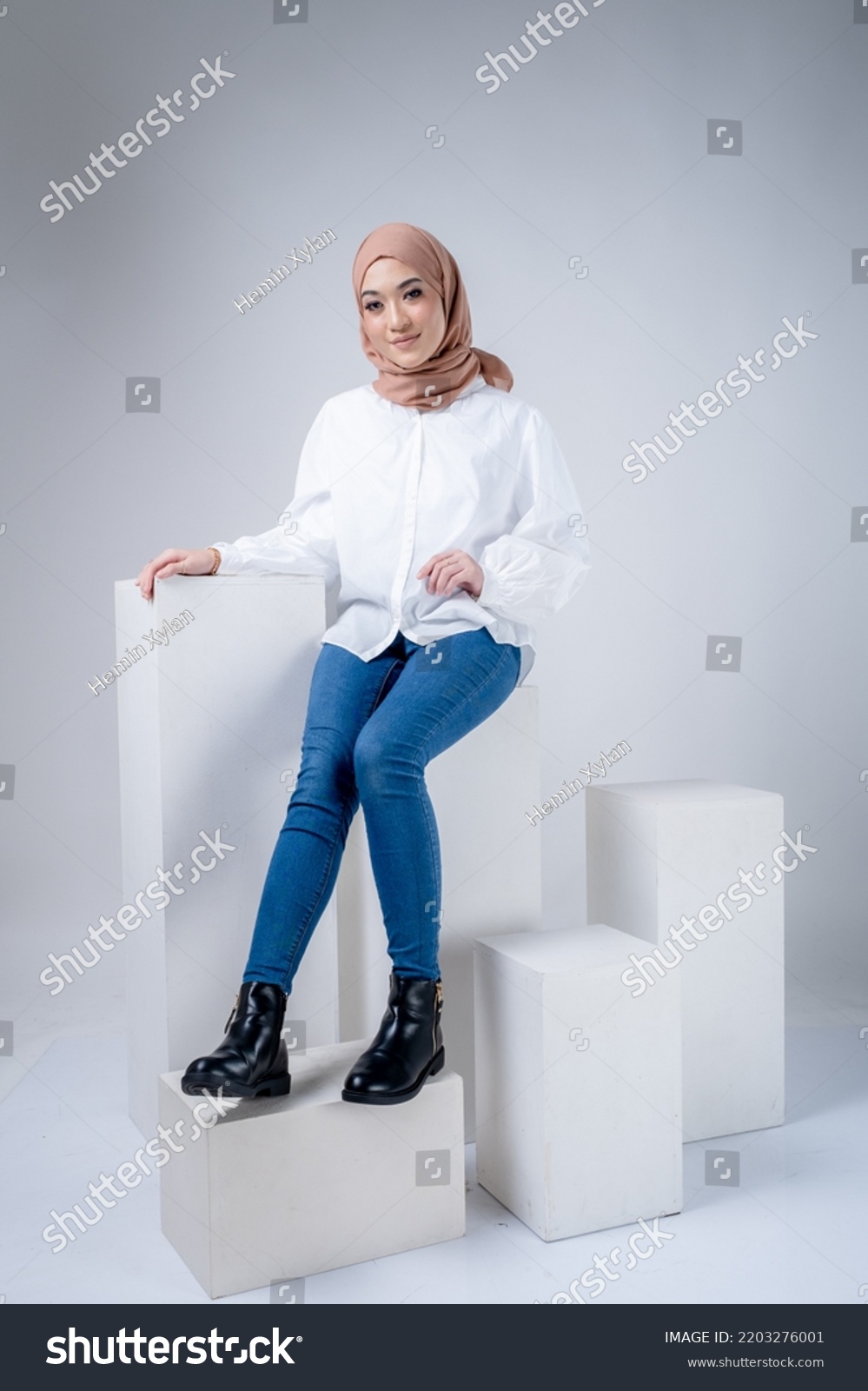 Portrait Beautiful Muslim Female Model Wearing Stock Photo 2203276001 