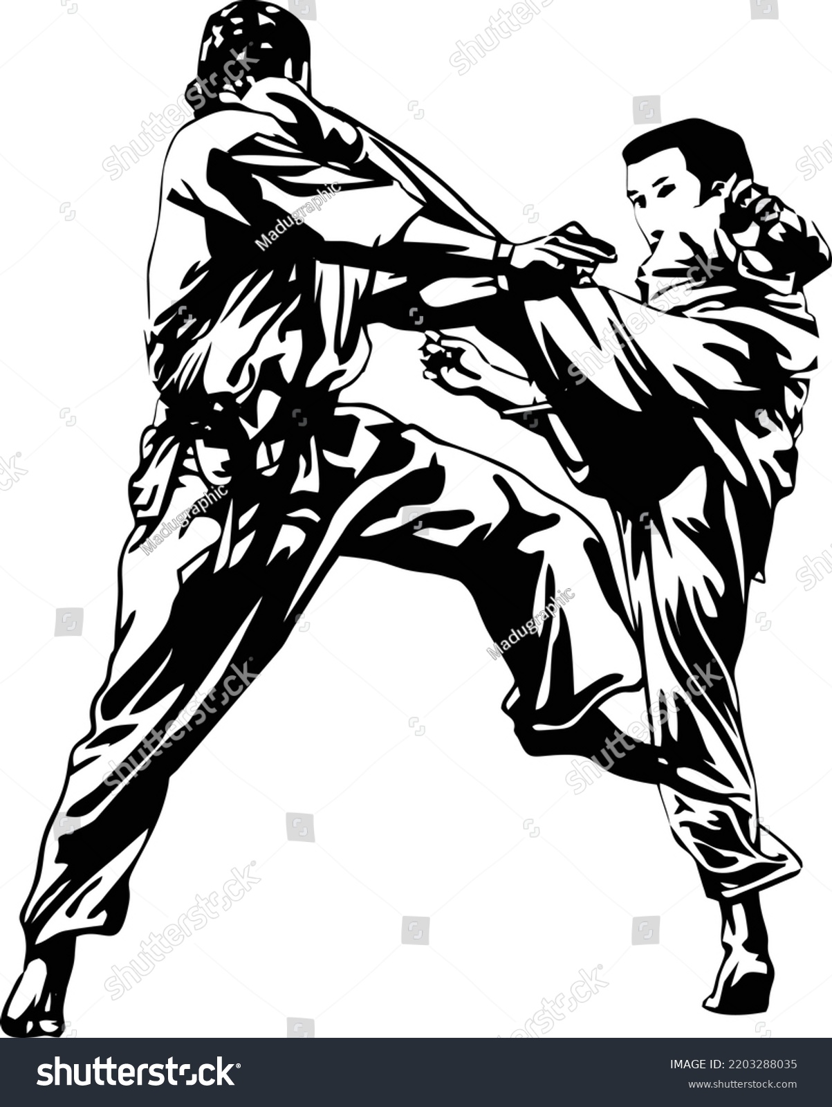 Karate Fighter Vector Cartoon Drawing Sketch Stock Vector (Royalty Free ...