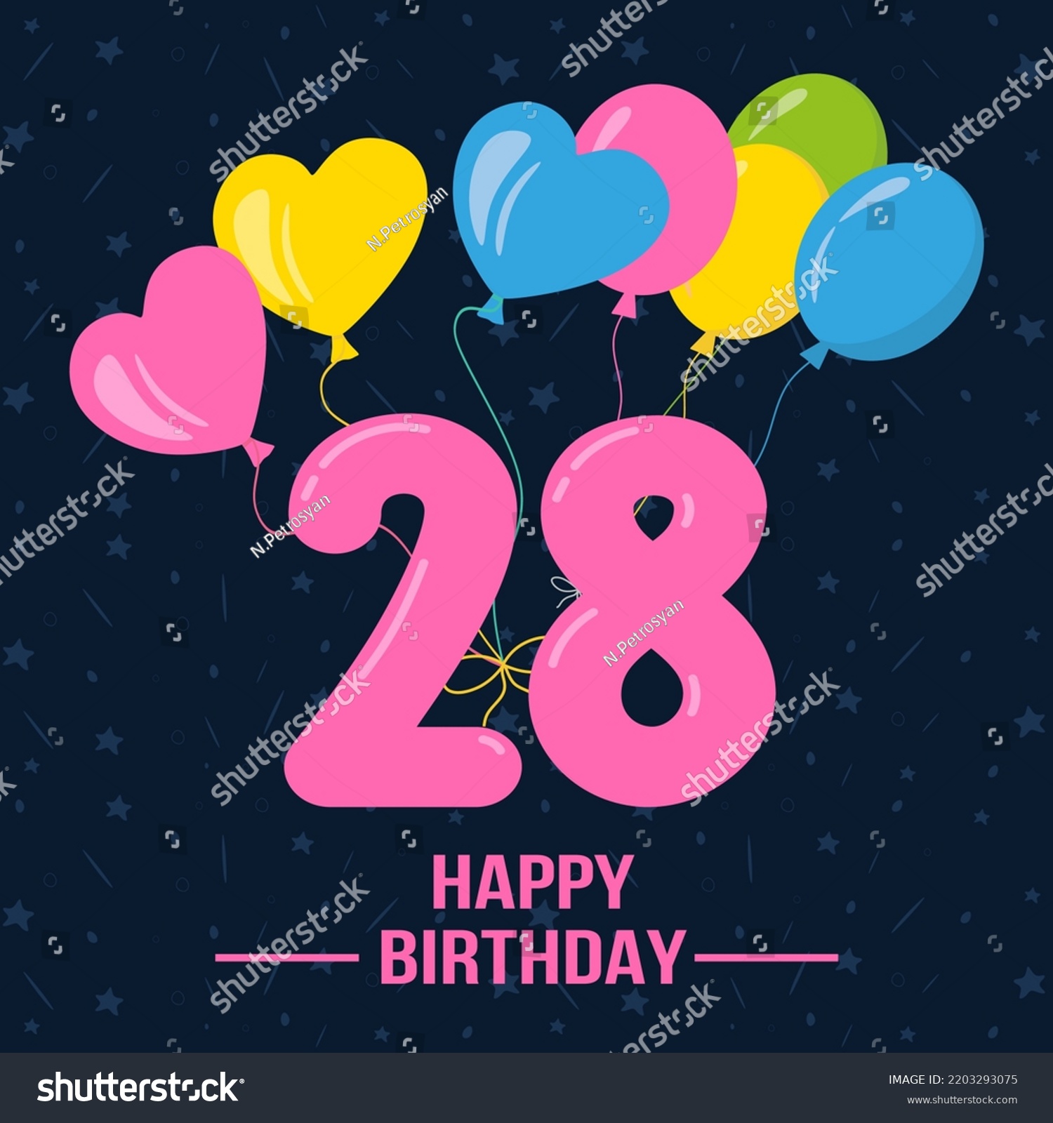 Happy 28th Birthday Happy Birthday Wishes Stock Vector (Royalty Free ...