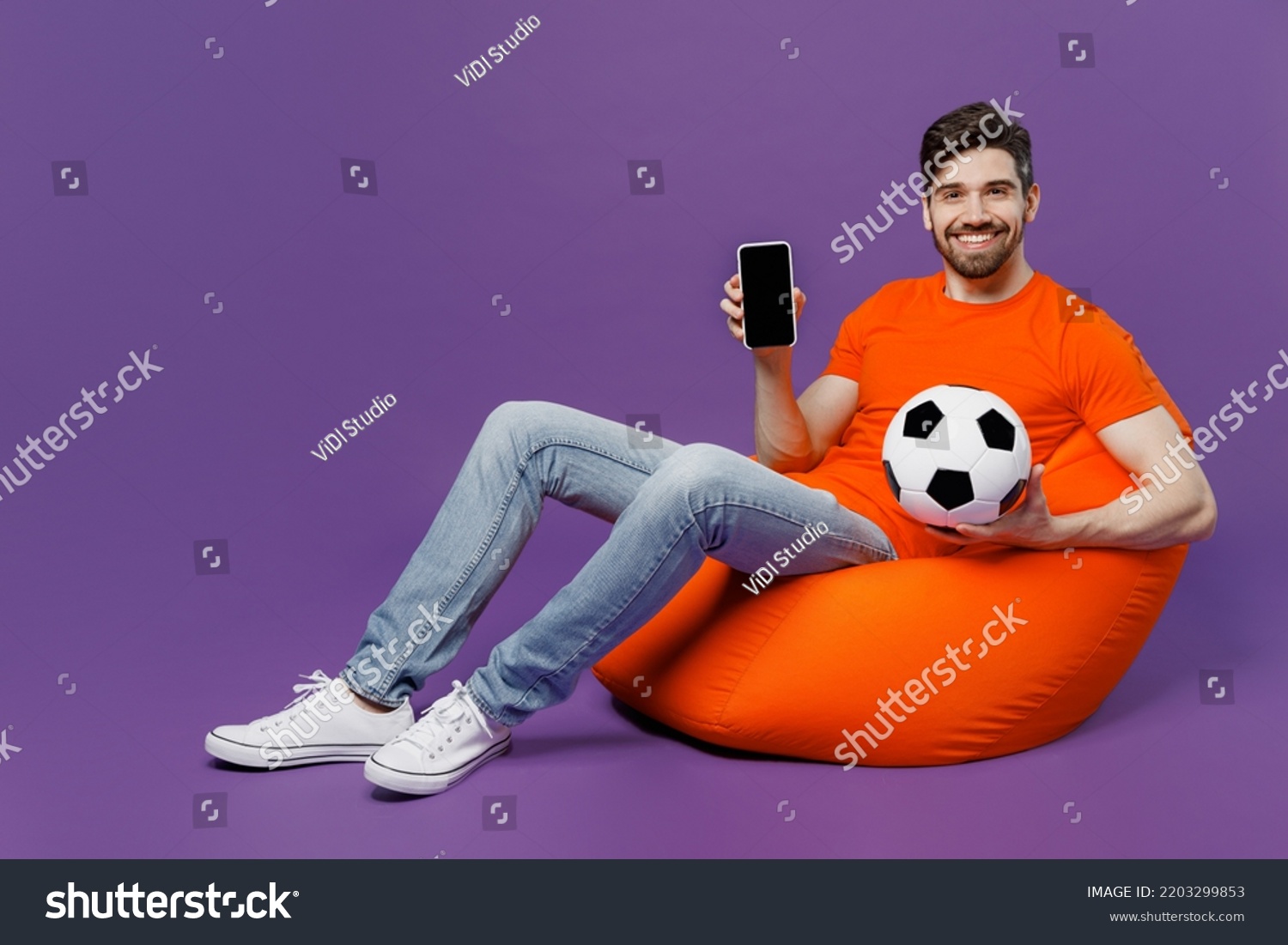 Full Body Young Man Wear Orange Stock Photo 2203299853 | Shutterstock