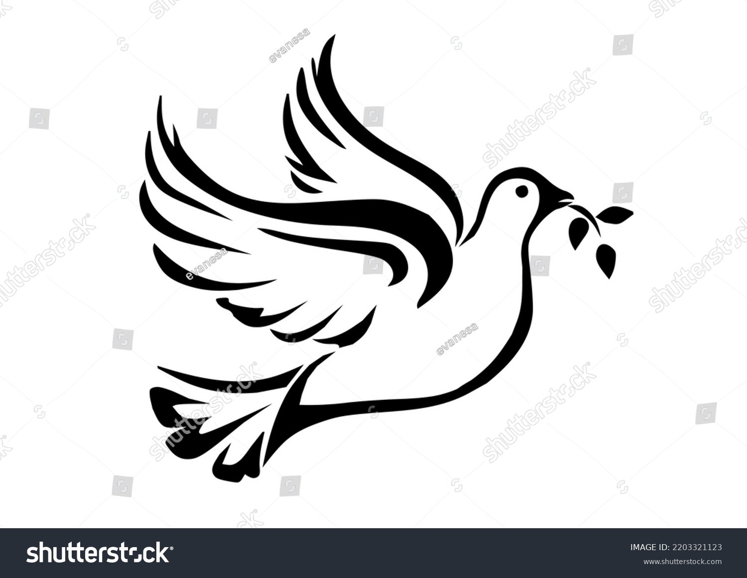 Dove Silhouette On White Background Stock Vector (Royalty Free ...