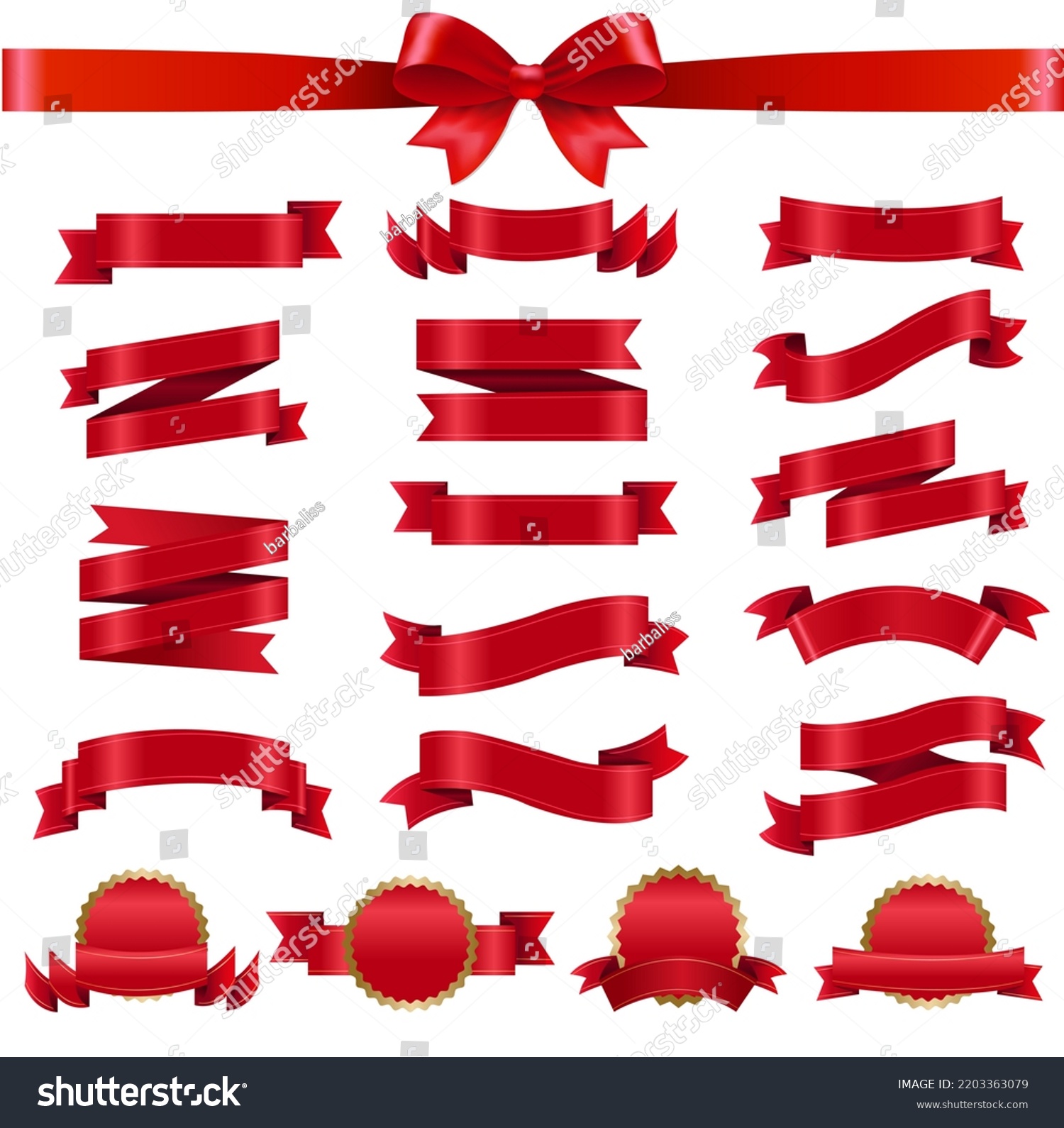 Red Ribbon Big Set Isolated White Stock Vector (Royalty Free ...