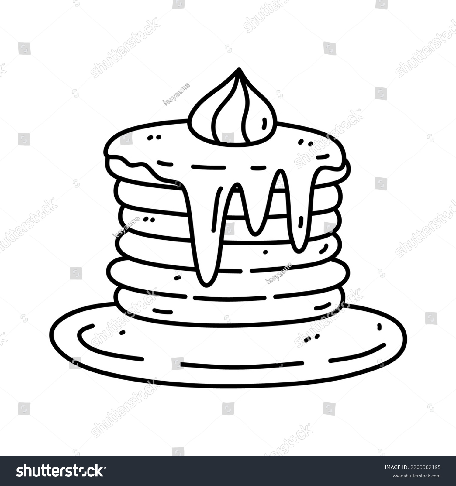 Cute Pancakes Syrup Cream Isolated On Stock Vector Royalty Free 2203382195 Shutterstock 