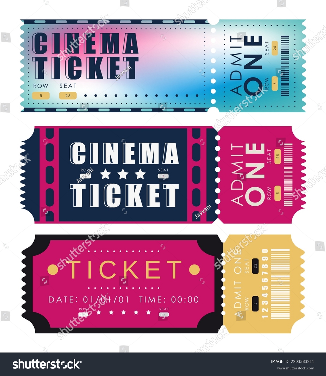 Ticket Set Pass Card Design Isolated Stock Vector (Royalty Free ...