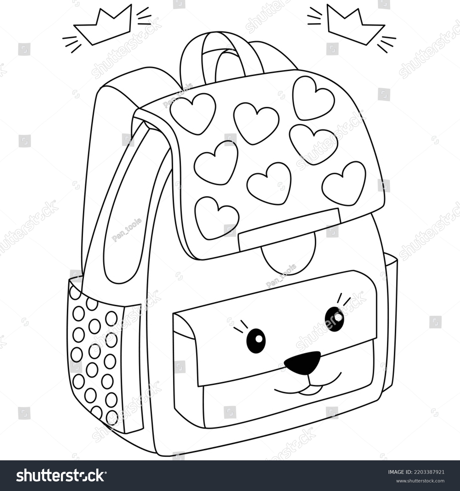 Cartoon Character School Bag Backpacks Ornaments Stock Vector (Royalty ...