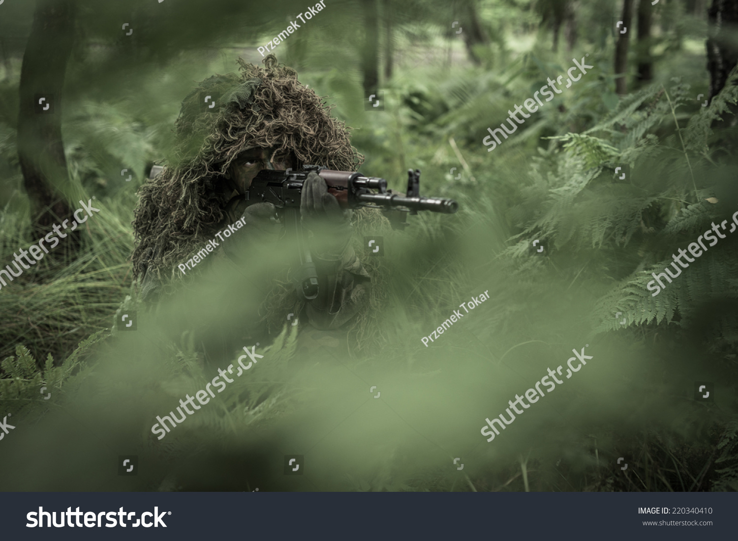 Special Forces Soldier Heavy Camouflage Hidden Stock Photo 220340410 ...