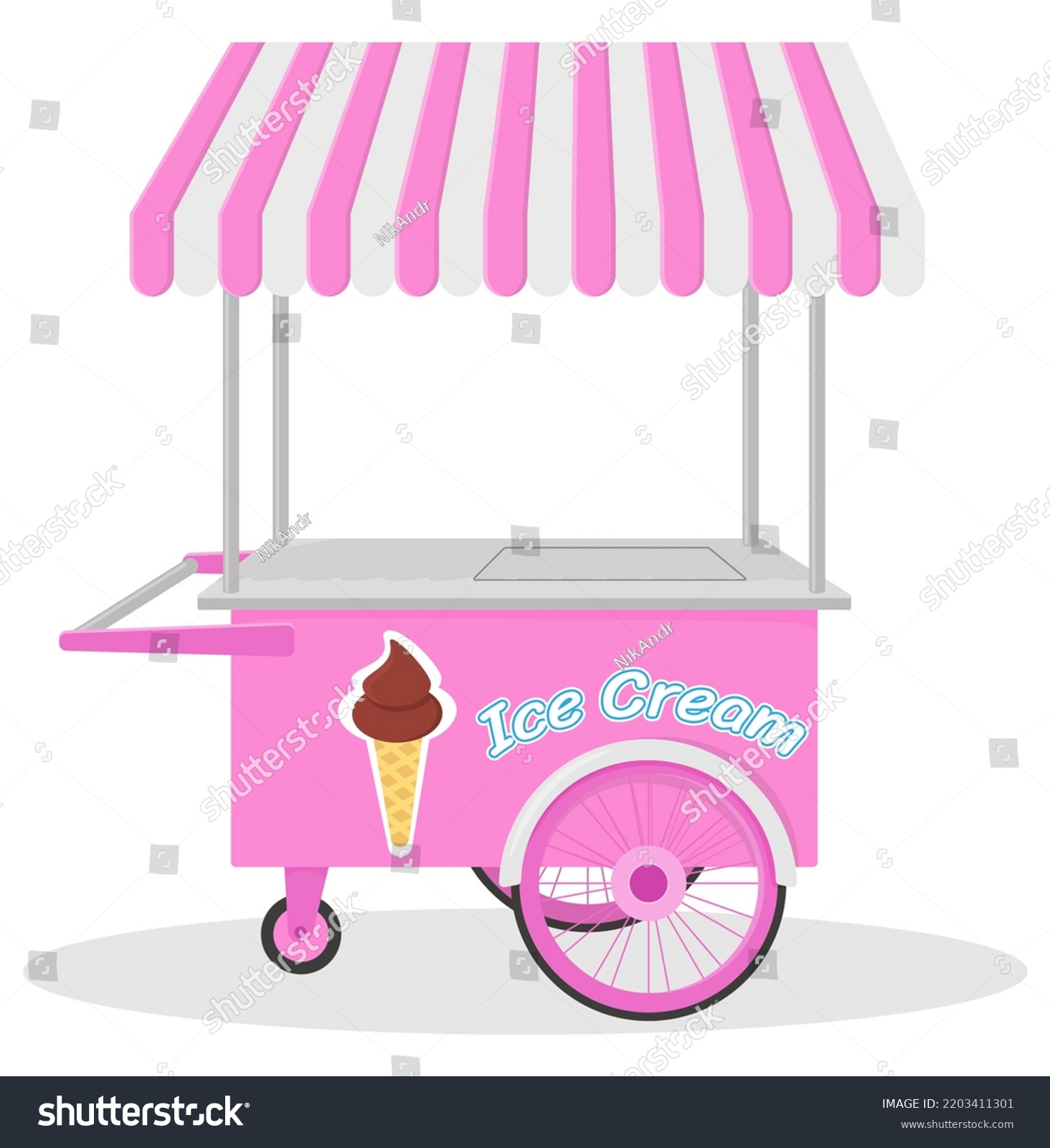 Ice Cream Carttrolley On White Backgroundvector Stock Vector (Royalty ...