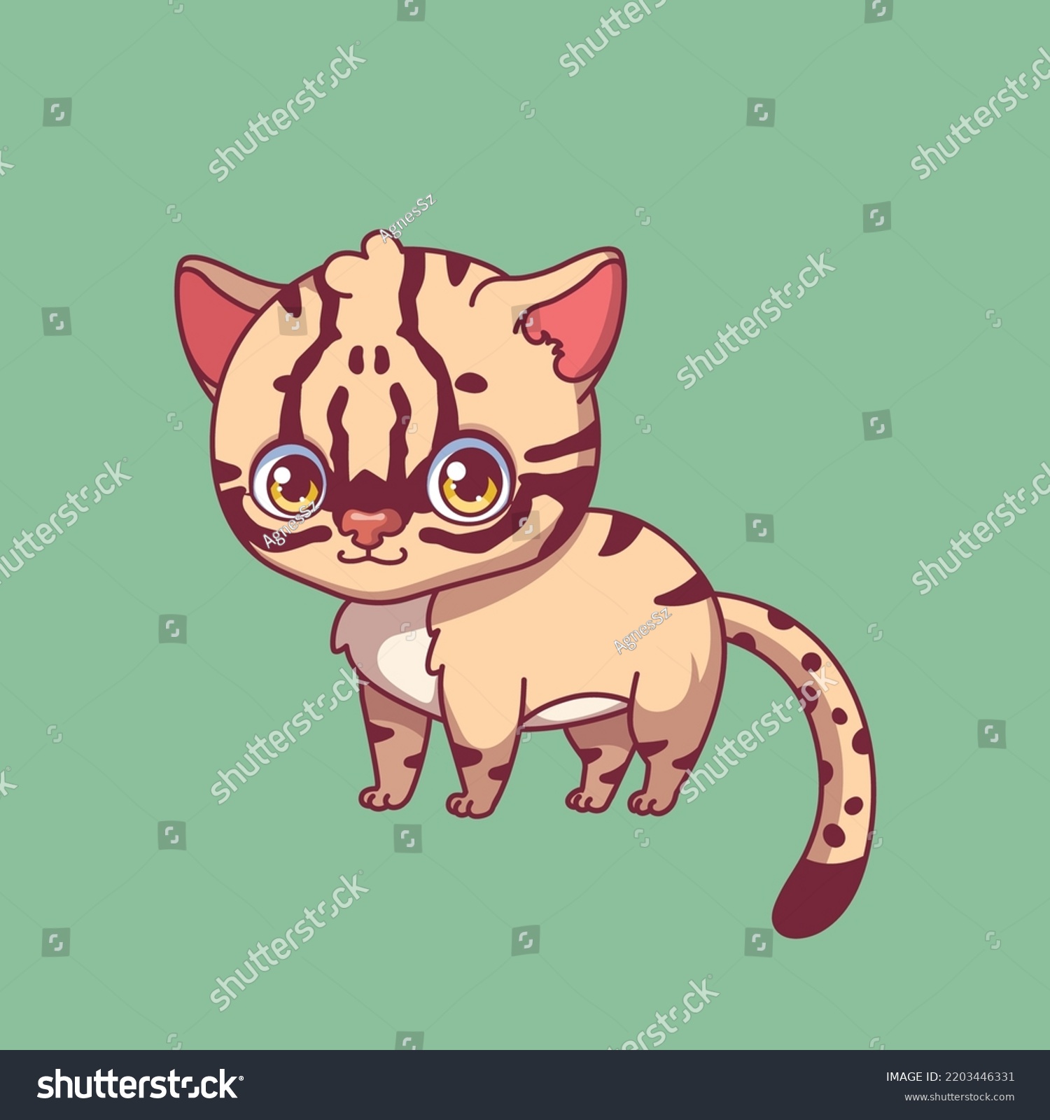 Illustration Cartoon Iriomote Cat On Colorful Stock Vector (Royalty ...