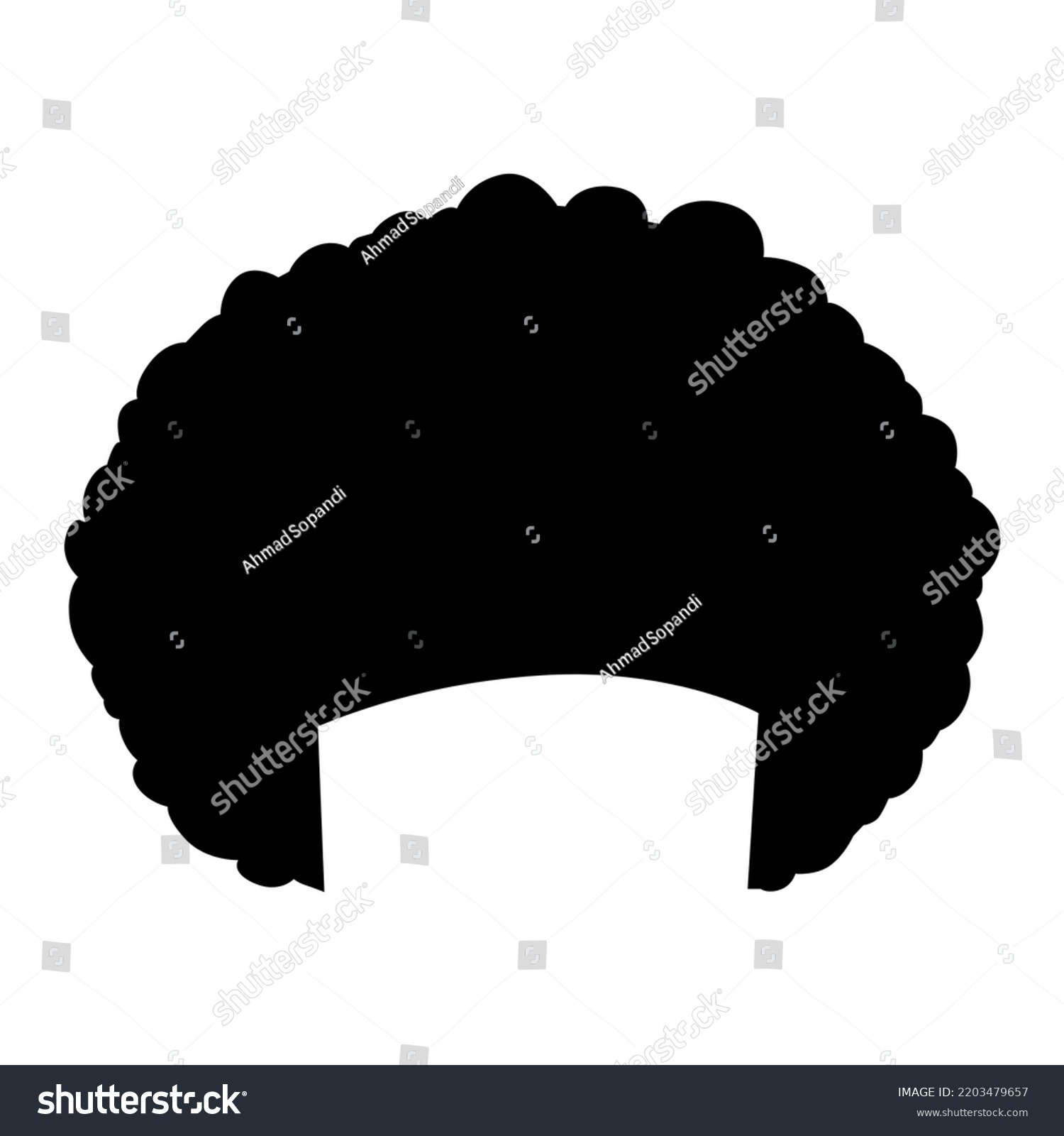 Curly Wig Silhouette Isolated On White Stock Illustration 2203479657 ...