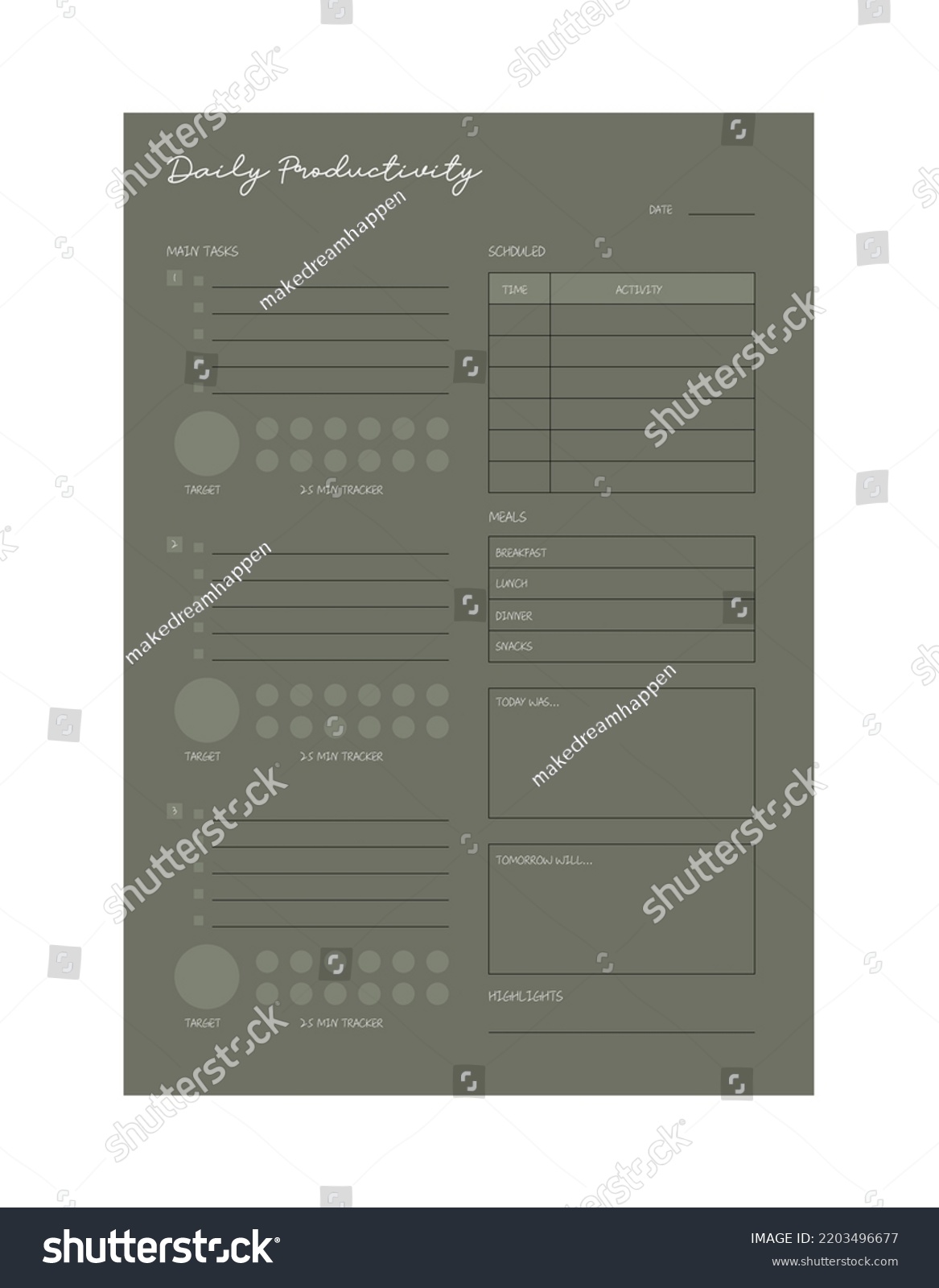 Daily Productivity Planner Template Clear Simple Stock Vector Royalty Daily Productivity Planner Template Clear Simple Stock Vector Royalty