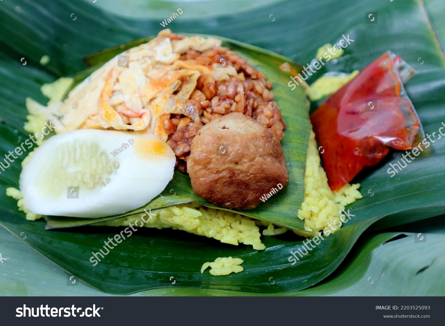 Open Nasi Kuning Yellow Rice Indonesian Stock Photo 2203525093 ...