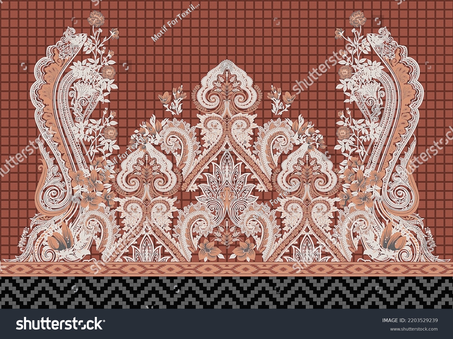 Traditional Ethnic Geometric Shapes Border Mughal Stock Illustration ...