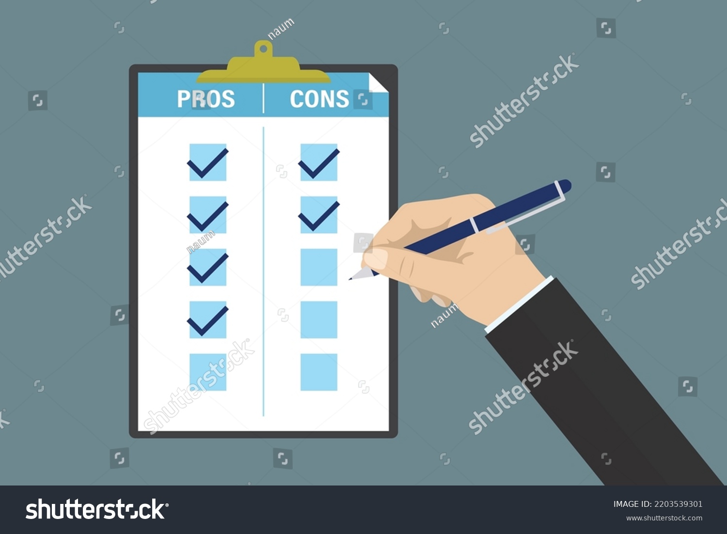 Pros Cons Concept Decision Making Process Stock Vector (Royalty Free ...