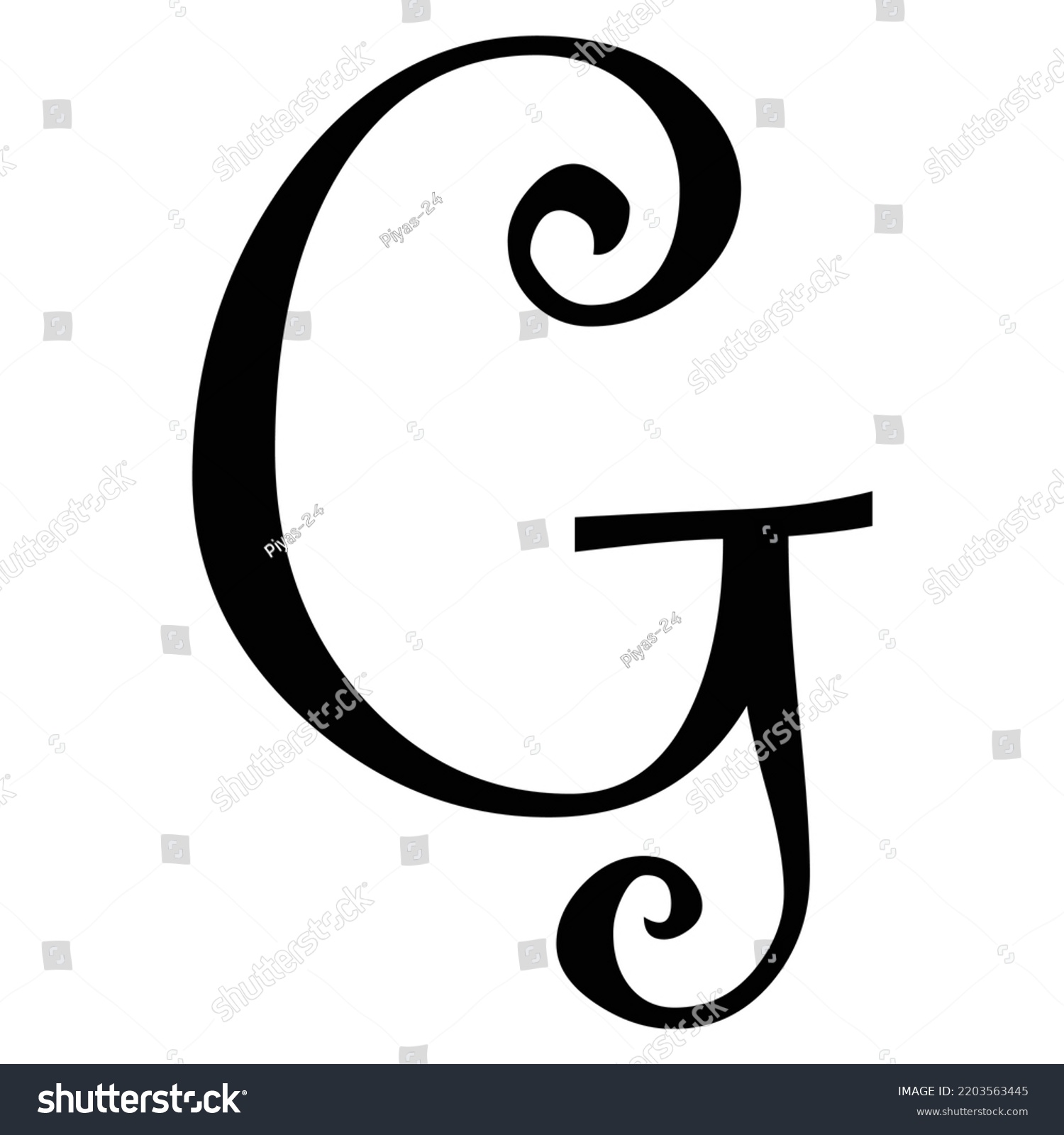 Curlz Alphabet G Upper Black Alphabet Stock Vector (Royalty Free ...