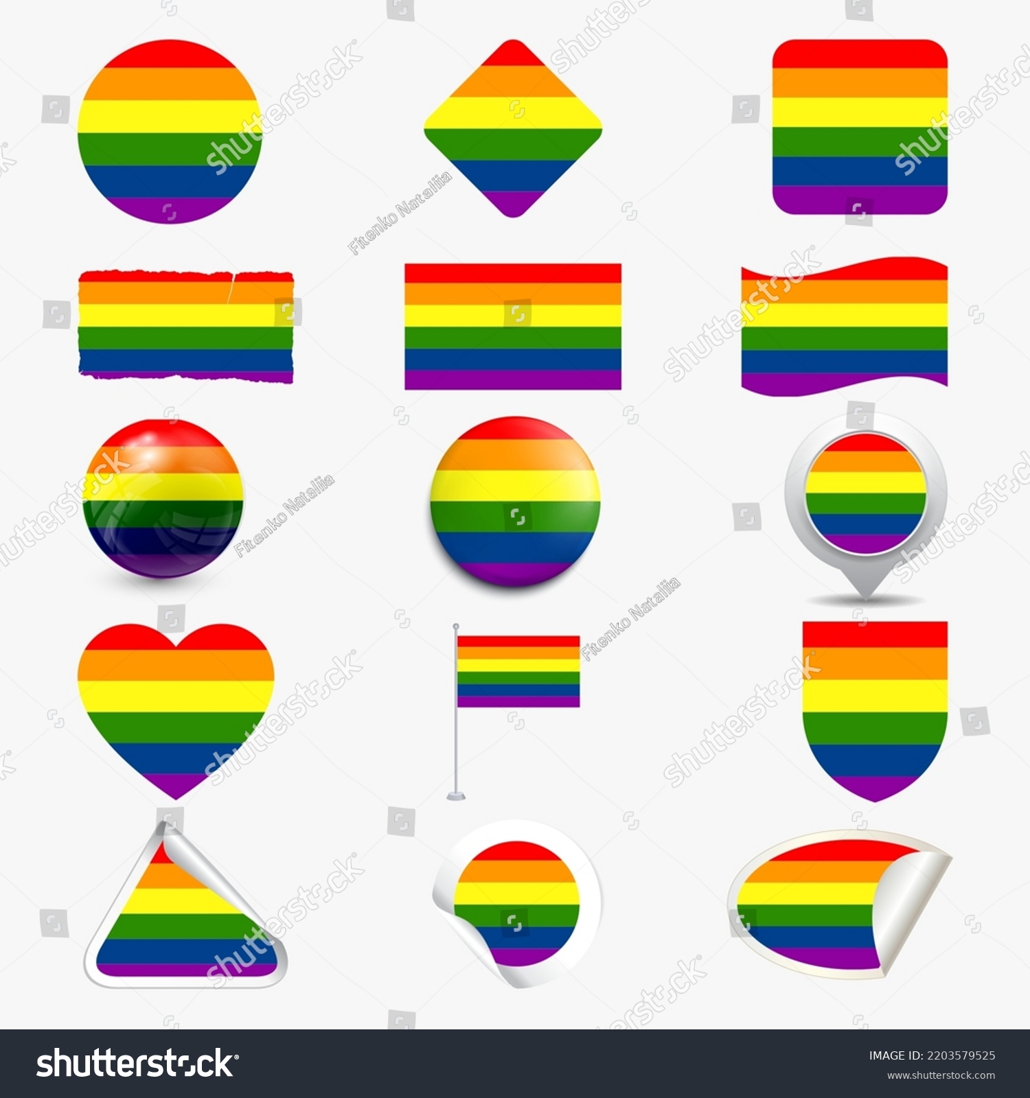 Rainbow Flag Set Lgbt Gay Lesbian Stock Vector Royalty Free