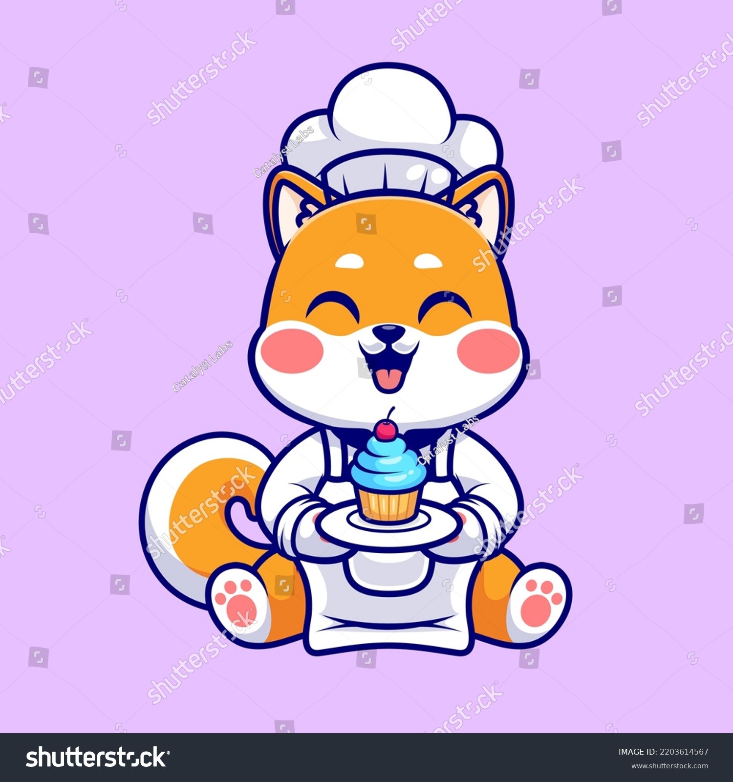 Cute Chef Shiba Inu Dog Cooking Stock Vector (Royalty Free) 2203614567