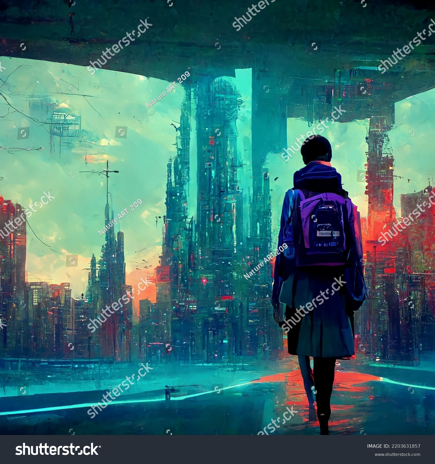 Student Going College Cyberpunk World Stock Illustration 2203631857 student-going-college-cyberpunk-world-stock-illustration-2203631857