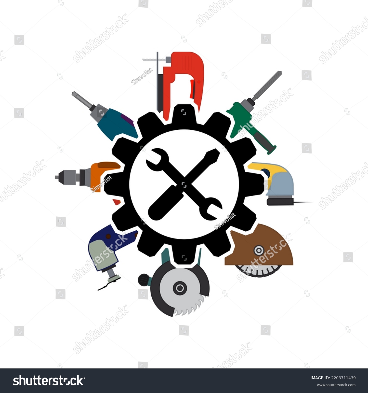 Power Tools Repair Services Vector Illustration Stock Vector (Royalty