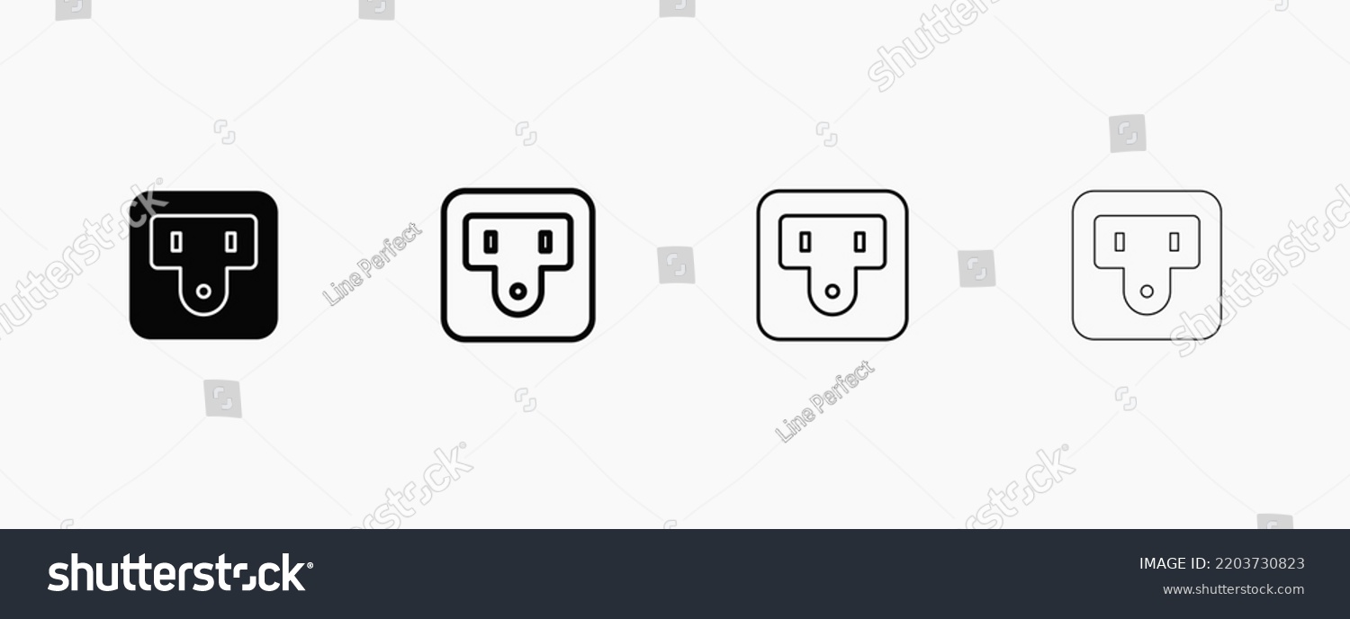 Type B Power Socket Vector Line Stock Vector (Royalty Free) 2203730823 ...